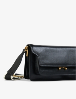 Shop Marni Womens  Trunk Leather Shoulder Bag In Black