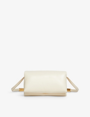 Marni Small Prisma Leather Shoulder Bag In Ivory