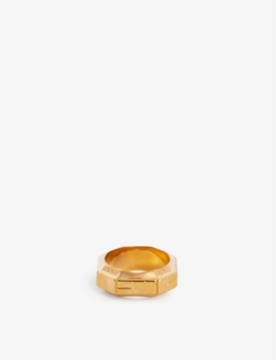 VERSACE: Engraved octagonal-shape metal ring