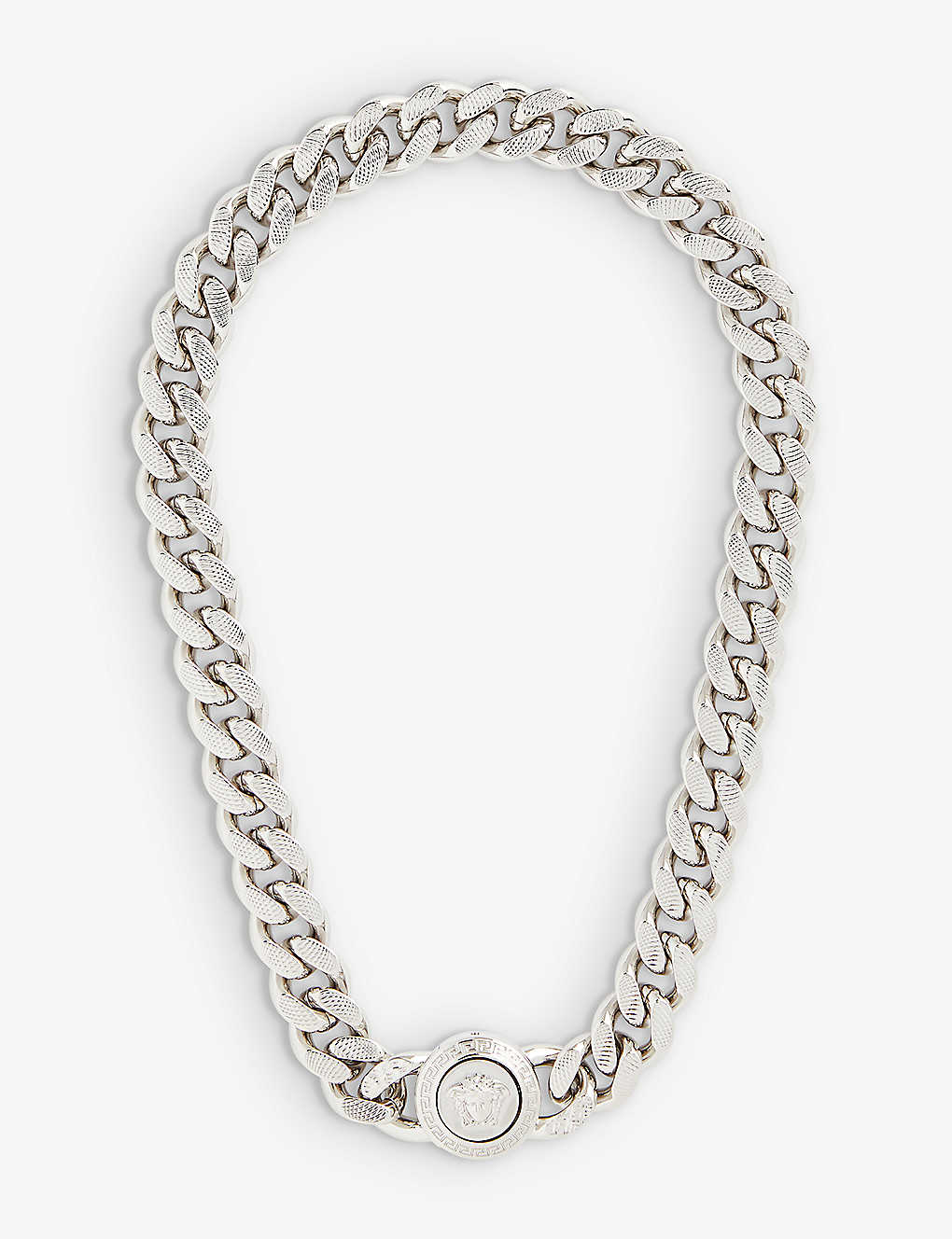 Versace Mens Palladium Medusa-embellished Silver-tone Chain Necklace