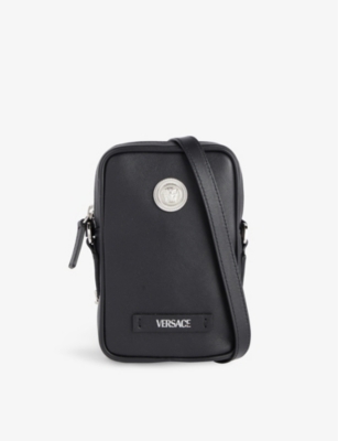 VERSACE: Medusa leather phone pouch