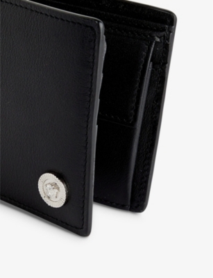 Shop Versace Black Palladium Medusa Brand-plaque Leather Wallet