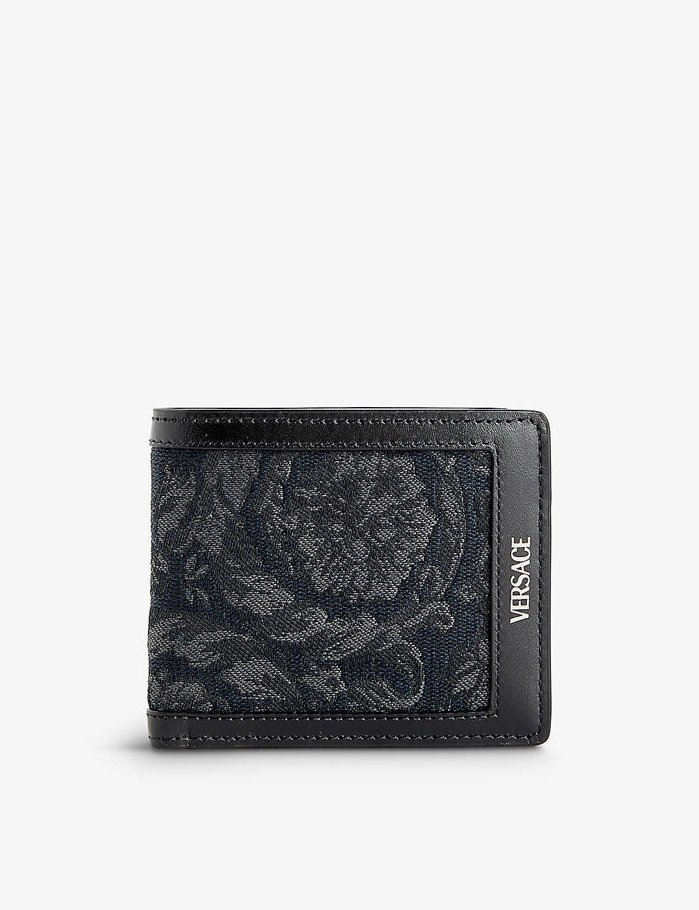 Versace Black Ruthenium Baroque Leather Wallet