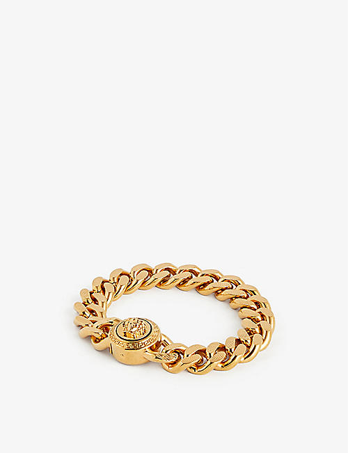 VERSACE: Medusa-embellished gold-tone chain bracelet