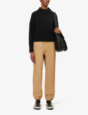 Shop Canada Goose Women's Black High-neck Brand-appliqué Cashmere-blend Knitted Jumper