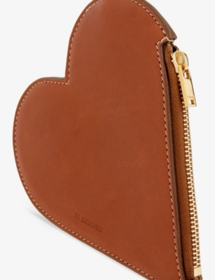 Heart Shaped Leather Coin Purse in Red - Jil Sander