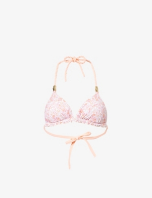 Heidi Klein Printed Reversible Bikini Top In Pink