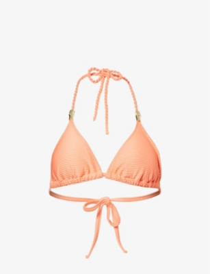 Heidi Klein Womens Crl Tortola Halterneck Stretch-recycled Polyamide Bikini Top In Orange