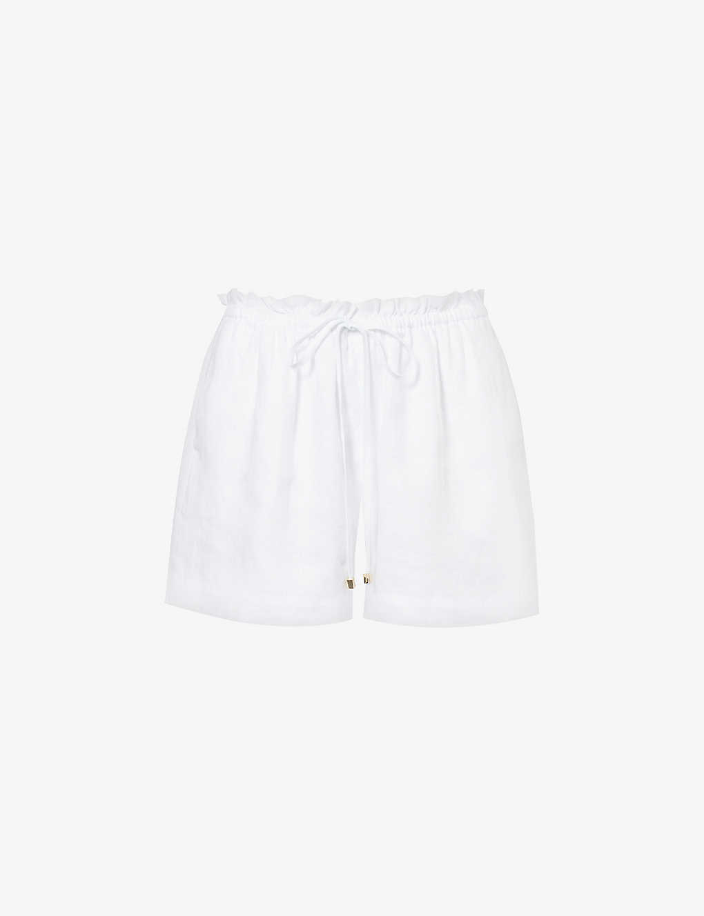 Heidi Klein Drawstring Waist Linen Shorts In White