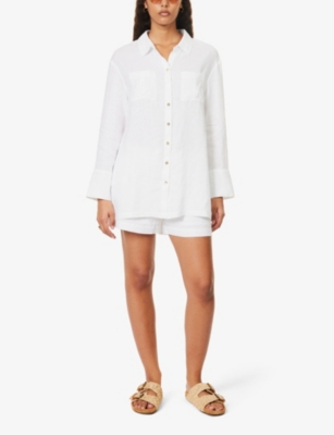 Shop Heidi Klein Women's Wht Bay Relaxed-fit Linen Shirt