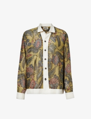 KARTIK RESEARCH: Floral-print hand-painted relaxed-fit cotton shirt