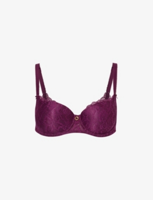 Aubade Womens Berry Rosessence Half-cup Stretch-lace Bra In Purple