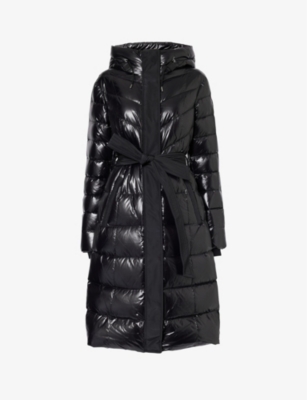 Mackage Coralia Tie-belt Satiny Puffer Jacket In Black
