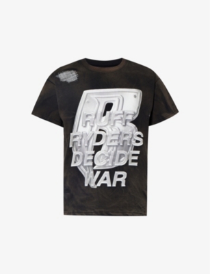Shop Who Decides War By Ev Bravado Men's Rust Ruff Ryders Distressed-trim Regular-fit Cotton-jersey T-shi
