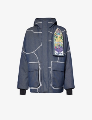 Who Decides War By Ev Bravado Mens Denim Brand-embroidered Padded Denim Jacket In Blue