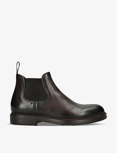 DOUCALS: Low-top leather Chelsea boots