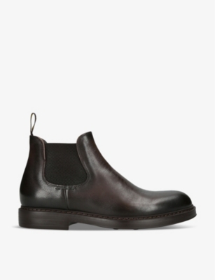 Shop Doucal's Mens Low-top Leather Chelsea Boots Dark Brow In Dark Brown