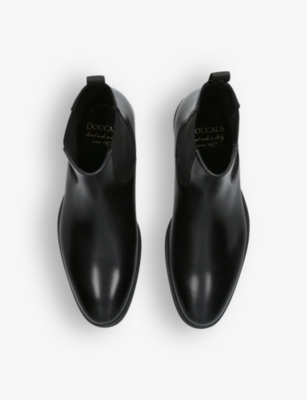 Shop Doucal's Doucals Mens Black Flux Leather Chelsea Boots