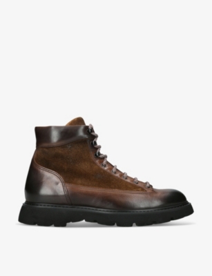 Doucal's Doucals Mens Brown Zipped Leather And Suede Boots