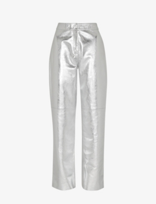 WHISTLES - Cosmo straight-leg high-rise metallic-leather trousers ...