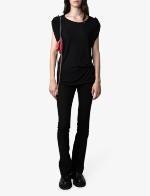 Shop Zadig & Voltaire Zadig&voltaire Womens Noir Donate Star-embellished Jersey T-shirt In Black