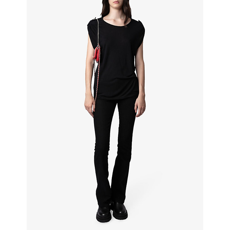 Shop Zadig & Voltaire Zadig&voltaire Women's Noir Donate Star-embellished Jersey T-shirt In Black