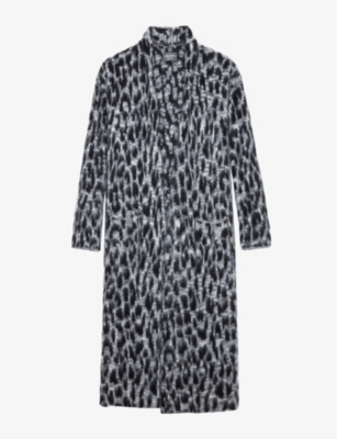 Zadig & Voltaire Leopard-print Cardigan Coat In Ardoise