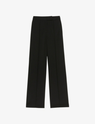 Ted Baker Womens Black Riyann Seam-detail Wide-leg High-rise Stretch-woven Trousers