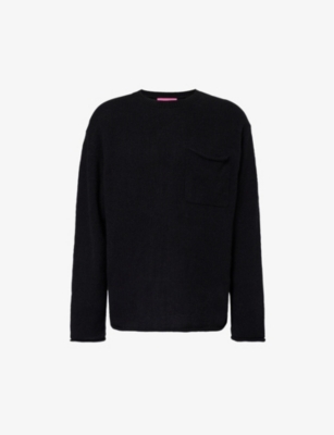 The Elder Statesman Mens Black Nimbus Rolled-trims Cashmere And Cotton-blend Jumper In Black