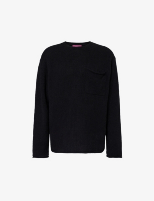 Shop The Elder Statesman Men's Black Nimbus Rolled-trims Cashmere And Cotton-blend Jumper