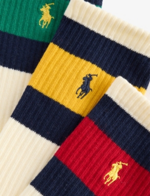 POLO RALPH LAUREN: Logo-embroidered cotton-blend knitted socks pack of three