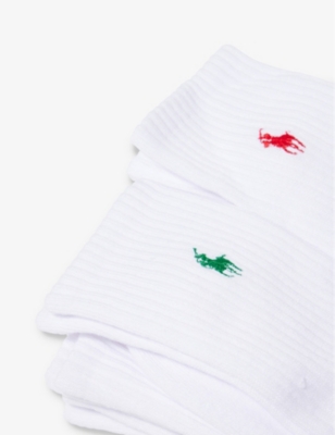 Shop Polo Ralph Lauren Men's White Colored Pp Logo-embroidered Cotton-blend Socks Pack Of Six