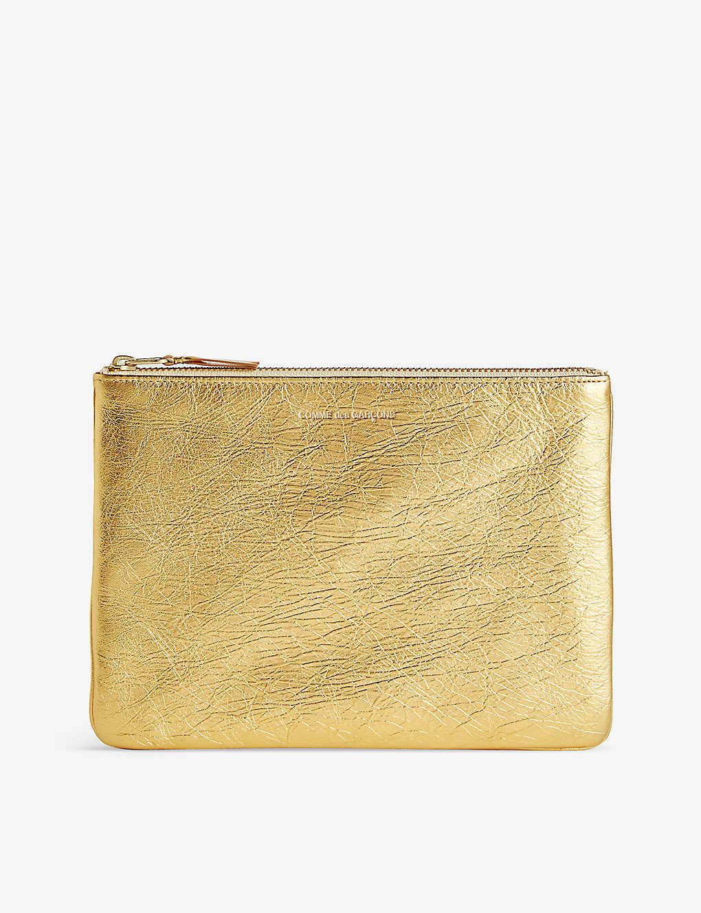 Comme Des Garçons Comme Des Garcons Womens Gold Logo-embossed Leather Pouch