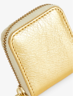 Shop Comme Des Garçons Logo-embossed Leather Coin Purse In Gold