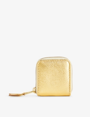 Comme Des Garçons Comme Des Garcons Womens Gold Logo-embossed Leather Coin Purse