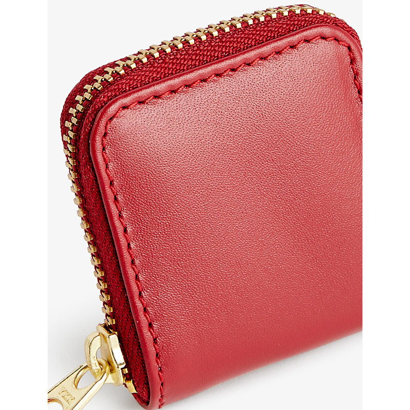 Shop Comme Des Garçons Half-zip Leather Coin Purse In Red