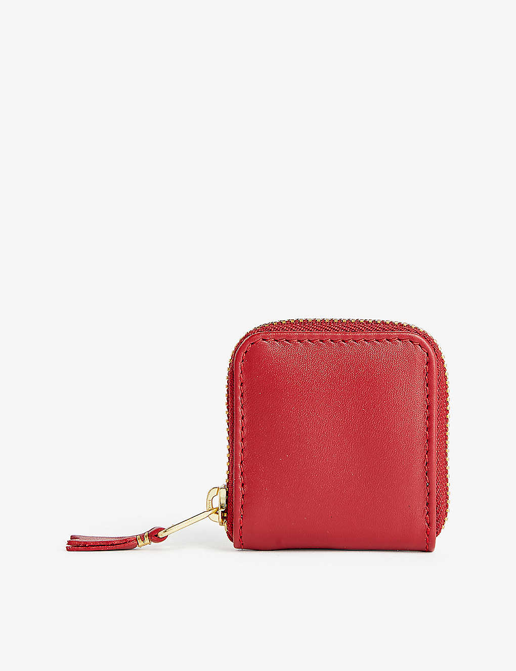 Shop Comme Des Garçons Half-zip Leather Coin Purse In Red