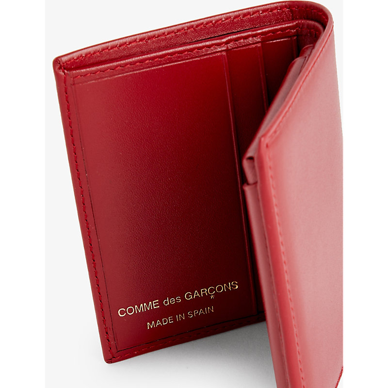 Shop Comme Des Garçons Classic Logo-debossed Leather Card Holder In Red