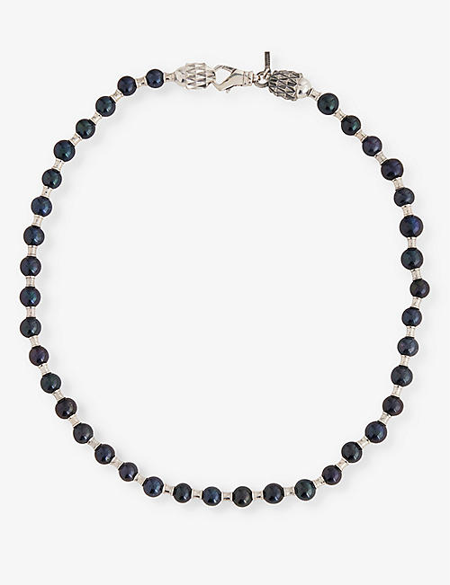 EMANUELE BICOCCHI: Pearl-embellished brand-engraved 925 sterling-silver and fresh-water pearl necklace