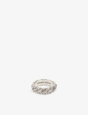 EMANUELE BICOCCHI: Leaves engraved 925 sterling-silver ring