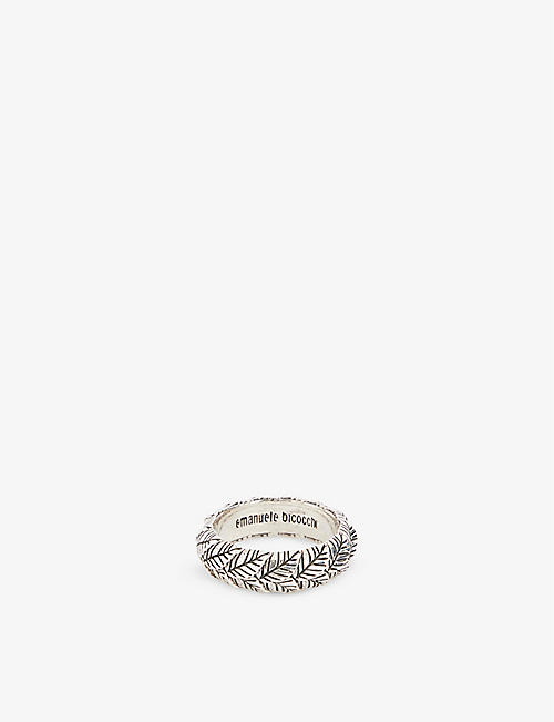 EMANUELE BICOCCHI: Leaves engraved 925 sterling-silver ring