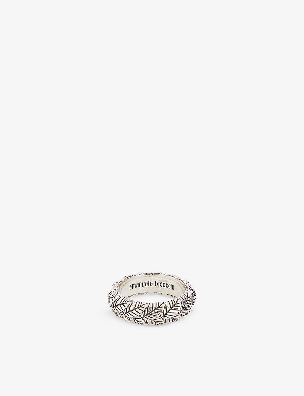 Shop Emanuele Bicocchi Men's Silver Leaves Engraved 925 Sterling-silver Ring