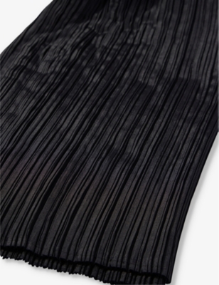 Issey Miyake Pleats Please  Womens Black Basic Pleated Knitted Scarf In Black