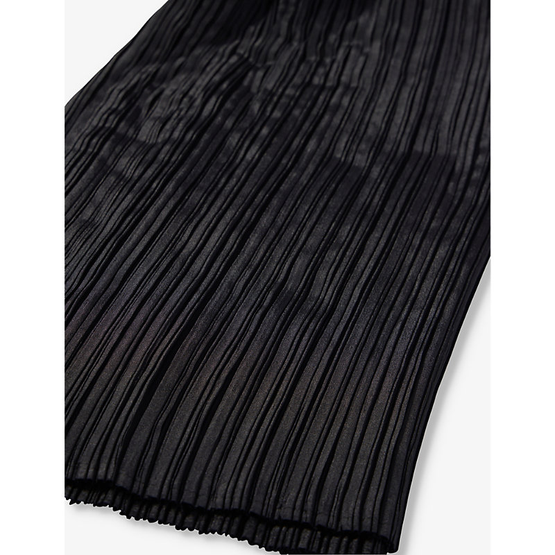 Shop Issey Miyake Pleats Please  Womens Black Basic Pleated Knitted Scarf
