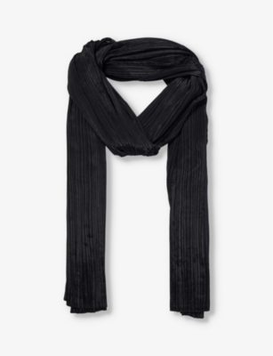 Issey Miyake Pleats Please  Womens Black Basic Pleated Knitted Scarf