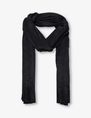 Issey Miyake Pleats Please  Womens Black Basic Pleated Knitted Scarf In Black