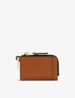 Allsaints Remy Detachable-ring Zip-up Leather Wallet In Desert Tan