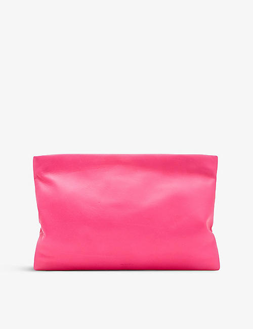 ALLSAINTS: Bettina branded-hardware leather clutch