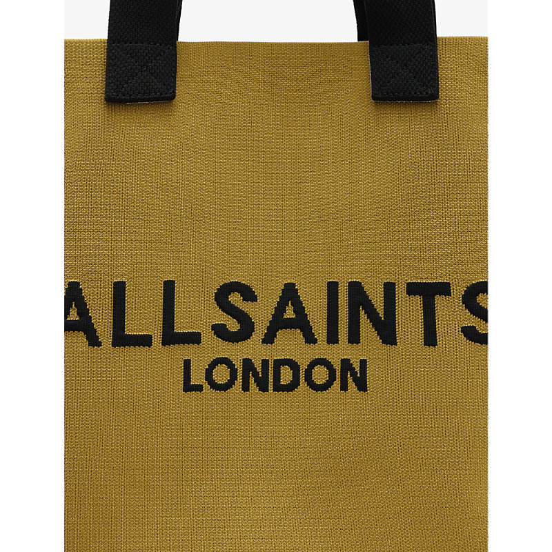 Shop Allsaints Izzy Logo-print Recycled-polyester Tote Bag In Sap Green
