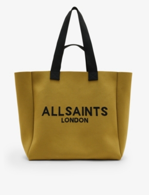 Shop Allsaints Izzy Logo-print Recycled-polyester Tote Bag In Sap Green